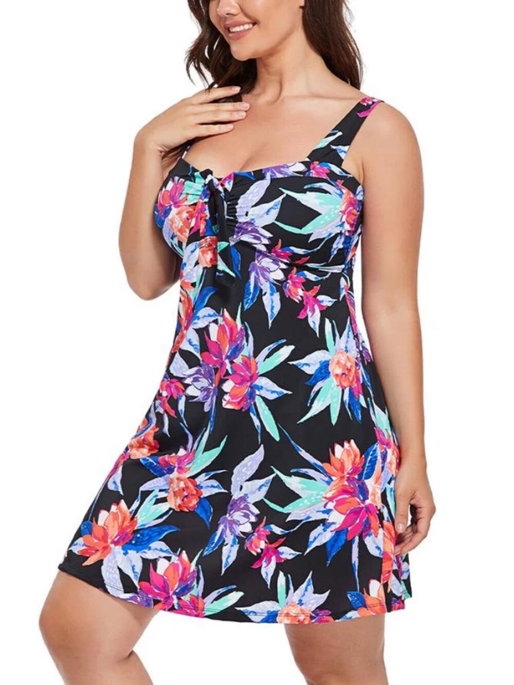 FULLFITALL Red Rhythm Draped Swimdress | Shelf Bra Support | Size 22 | NWT - Picture 3 of 3